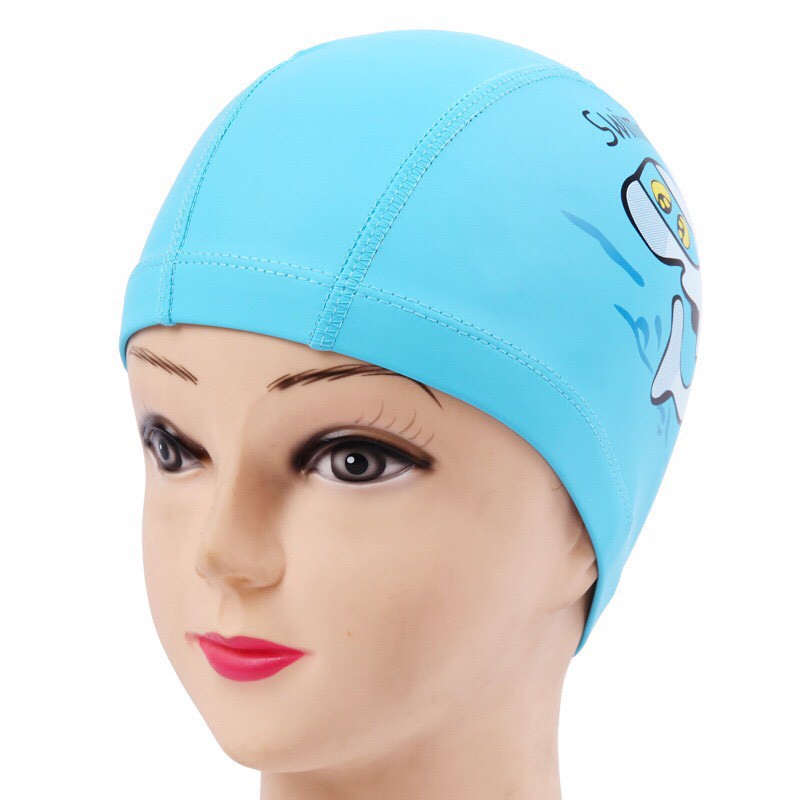 ภาพสินค้าหมวกว่ายน้ำ หมวกว่ายน้ำกันน้ำ หมวกว่ายน้ำกันแดด ใช้ใส่ว่ายน้ำ สวมใส่สบาย bathing cap จากร้าน cyshop168 บน Shopee ภาพที่ 6