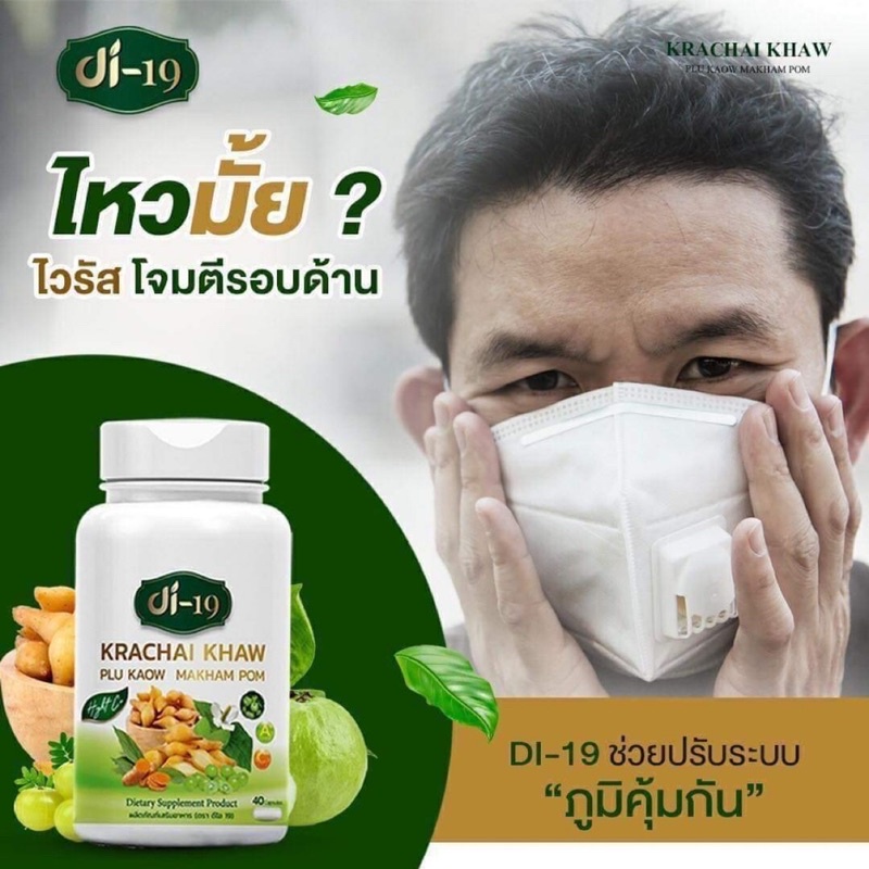 ภาพสินค้าโปร 2 แถม 1  หวัด ภูมิแพ้ ไอ จาม วิตามินซีสูง กระชายขาว  มะขามป้อม พลูคาว  Di-19 จากร้าน myshop111222 บน Shopee ภาพที่ 3