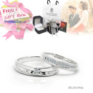 Finejewelthai แหวนเพชรแท้-เงินแท้ 925-แหวนคู่-Couple-Diamond-Silver-Wedding-Ring - Diamond_Gift_Set36