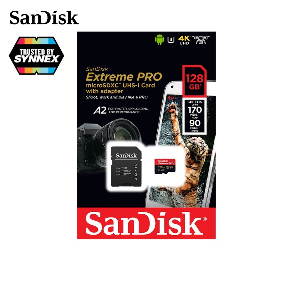 ภาพหน้าปกสินค้าSanDisk Extreme Pro microSDXC 128GB A2 (SDSQXCY_128G_GN6MA) ความเร็วสูงสุด อ่าน 170MB/s เขียน 90MB/s รับประกัน Synnex จากร้าน groovygang บน Shopee