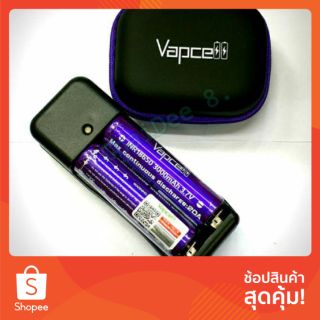 (ชุดชาร์จพร้อมถ่าน2ก้อน) Vapcell  ม่วง 2 ก้อน พร้อมที่ชาร์รางคู่ 1 ชุด