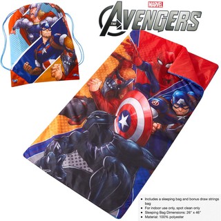 ถุงนอน ลายมาร์เวลซุปเปอร์ฮีโร่ พร้อมกระเป๋าสะพาย ลิขสิทธิ์แท้นำเข้าUSA Marvel Avengers Sleeping Bag with Bonus Sling Bag