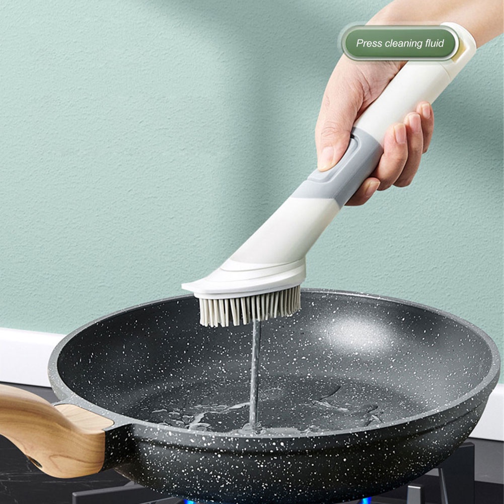 ห้องครัวทำความสะอาดแปรงหม้อด้ามยาวสามารถเต็มไปด้วยผงซักฟอกและขจัดคราบตะกรันทำความสะอาดแปรง-cynthia