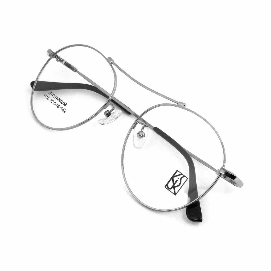 titanium-100-แว่นตา-รุ่น-1110-สีเงิน-กรอบเต็ม-ขาข้อต่อ-วัสดุ-ไทเทเนียม-สำหรับตัดเลนส์-กรอบแว่นตา-eyeglasses