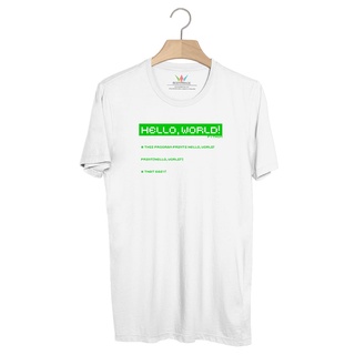 [S-5XL]ผ้าฝ้าย 100%BP296 เสื้อยืด HELLO, WORLD! : ภาษา PYTHONS-3XL