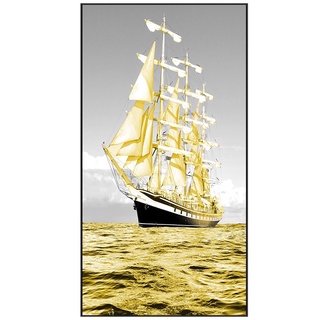 🟪🟡💎ครอสติสคริสตัล Diamond painting ภาพติดเพชร diy ชุดอุปกรณ์ ติดเต็ม 50x100 cm เรือ เรือสำเภา⛵️ยานพาหนะ