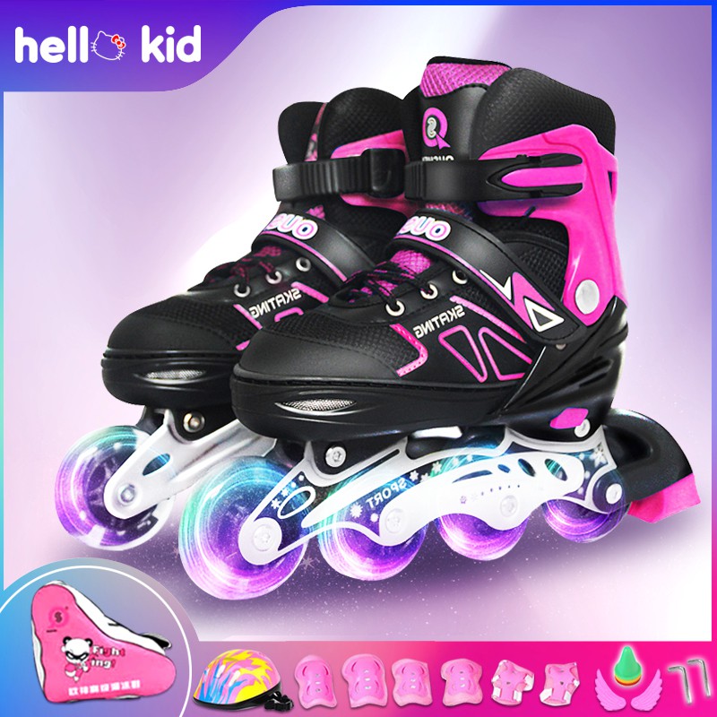 ราคาและรีวิวIn-line Skate รองเท้าอินไลน์สเก็ต รองเท้าสเก็ตสำหรับเด็กของเด็กหญิงและชายRoller Skate ฟรีของแถม
