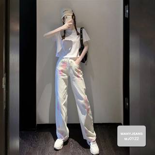 พร้อมส่ง!!ʀᴀɪɴʙᴏᴡ ᴊᴇᴀɴs กางเกงยีนส์เอวสูงขายาว ทรงกระบอกใหญ่สไตล์เกาหลี