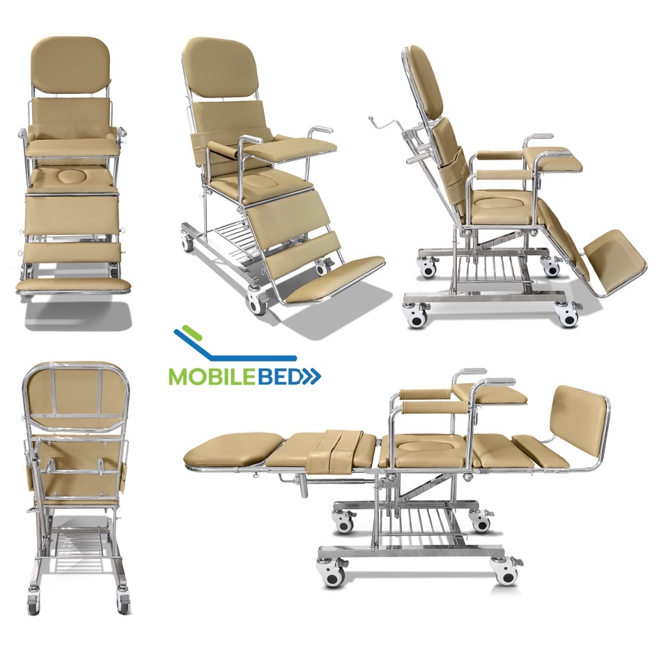 Synergy รุ่น MOBILE BED อุปกรณ์ดูแลผู้ป่วยติดเตียง 6 in 1 รถเข็นเคลื่อนย้าย อาบน้ำ นั่งถ่าย สระผม ครบวงจร