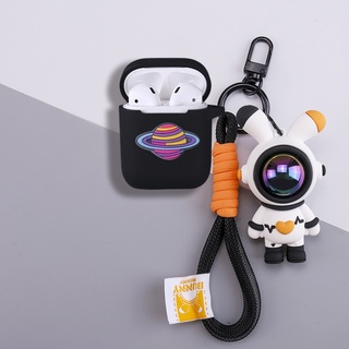 Compatible with AirPods 3 Case Cartoon Astronaut Rabbit Keychain Pendant for AirPods Pro Silicone Soft Case Cover Creative Astronaut Cute Plush Brittle Pendant AirPods 1/2 Headphone Case Cover Shockproof Shell Cover AirPods 3 Cover