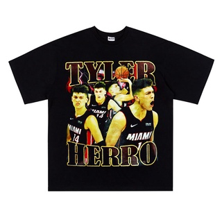 เสื้อยืดโอเวอร์ไซส์[Yootaaa] เสื้อยืดแขนสั้น ผ้าฝ้าย ทรงหลวม ลาย NBA Tyler Herro Miami แฟชั่นสตรีท สไตล์ฮิปฮอป 2022S-3XL