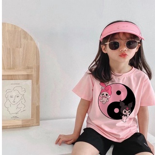 เสื้อยืดโพลีเอสเตอร์ พิมพ์ลายการ์ตูน Melody น่ารัก สไตล์ฮาราจูกุ แฟชั่นฤดูร้อน สําหรับเด็กผู้ชาย และเด็กผู้หญิง