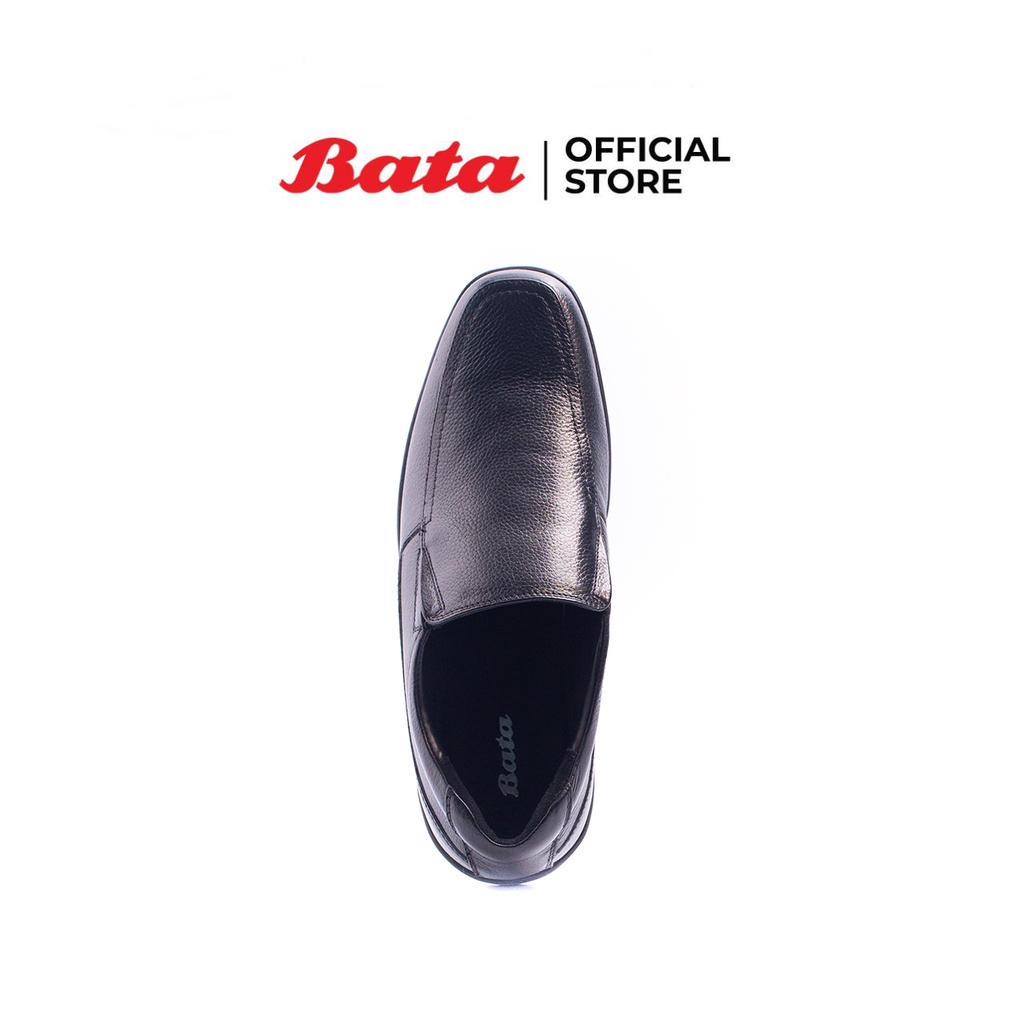 bata-mens-dress-รองเท้าลำลองชาย-หนังแท้-leather-แบบสวม-หัวมนแบน-สีดำ-รหัส-8546327