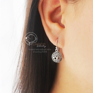 S925 ต่างหูเงินแท้รมดำระย้า Sterling silver drop earrings
