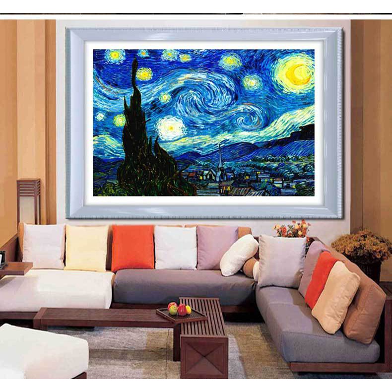ภาพติดคริสตัลกลม-ลายภาพวาดแวนโก๊ะ-the-starry-night-งานติดเต็มภาพ-ขนาดเล็ก-25-20-ซม