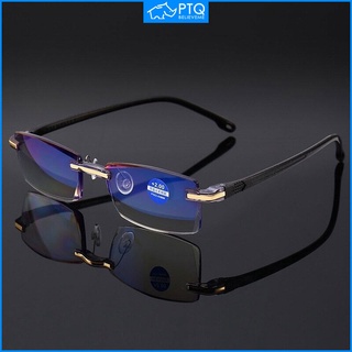 Ptq แว่นตาอ่านหนังสือ ป้องกันแสงสีฟ้า ประดับเพชร ระดับไฮเอนด์ 100°-400°