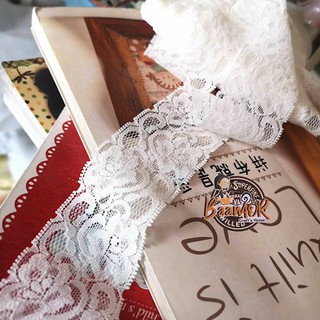 1y ผ้าลูกไม้สีขาว ขนาดกว้าง 5 cm x ความยาว 90 เซนติเมตร LACE5803 Lace