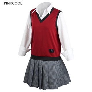 Pinkcool Kakegurui Ikishima Midari ชุดเสื้อเชิ้ต เสื้อกั๊ก กระโปรงคอสเพลย์ ปาร์ตี้ วิกผม