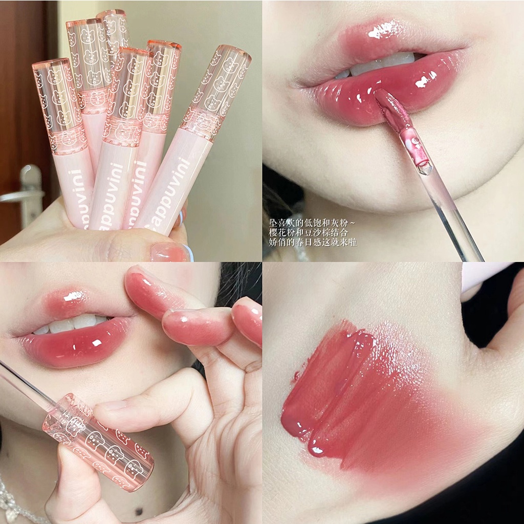 ภาพสินค้าลิปสติก ️Cappuvini Cute Bear Mirror Lip glaze Water gloss Lip gloss lipstick จากร้าน minijumie.th บน Shopee ภาพที่ 2