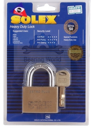 SOLEX แม่กุญแจ รุ่น R-PREMIUM แบบ คอสั้น แท้ ขนาด 35-60 มิล กุญแจคล้อง กุญแจ ผลิตจาก ทองเหลือง คุณภาพดี ของแท้