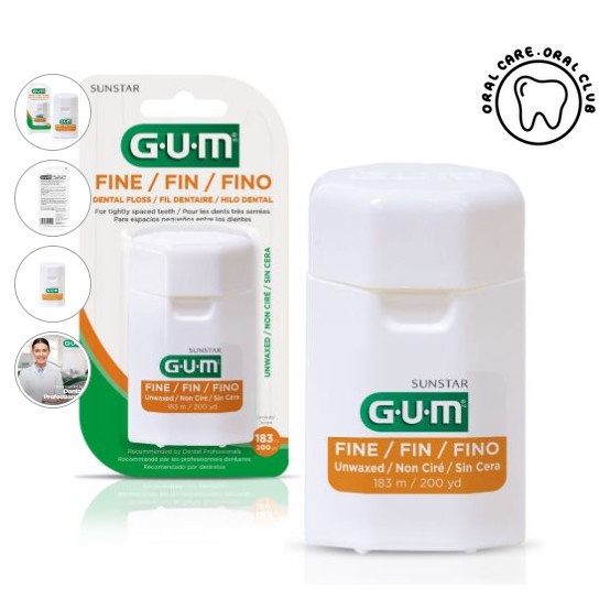 GUM ไหมขัดฟันไม่เคลือบแว็กซ์ ไม่มีรสชาติ ยาว183เมตร Fine Unwaxed Dental ...