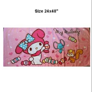 ลิขสิทธิ์แท้ ผ้าขนหนู ผืนกลาง ขนาด 24x48 นิ้ว ลาย มายเมโลดี้ mymelody ผ้านิ่ม ราคาป้าย 525บ.