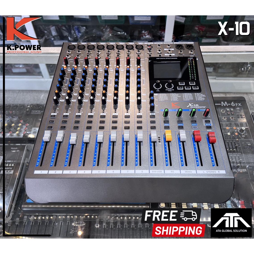ส่งฟรี-digital-mixer-k-power-x-10-ดิจิตอล-มิกซ์เซอร์-10-channels-mixer-8-mono-2-stereo-k-power-x10