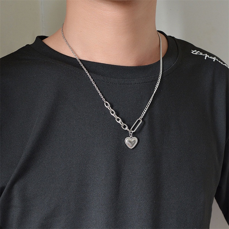 สร้อยคอโซ่-จี้หัวใจ-เทรนด์ฮิปฮอป-พังก์-มีฮู้ด-สร้อยคอแฟชั่นเกาหลี-สําหรับผู้หญิง