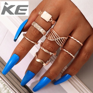 Ring Simple geometric shape dripping temperament wear 8-piece ring for girls for women low pri