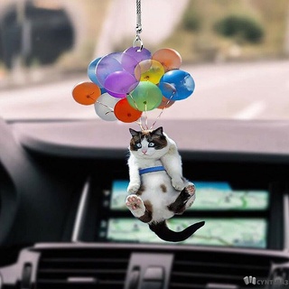 {cynt} ❤ Cat Balloon Car Pendant Cute Cat Car Rear View Mirror Charm Kitten Pendant Decoration Cartoon Cute Car Car Car Rear View Cute Cat Dog Car Hanging Ornament Rear View Mirror Car Styling Interior Accessories For Car Decoration