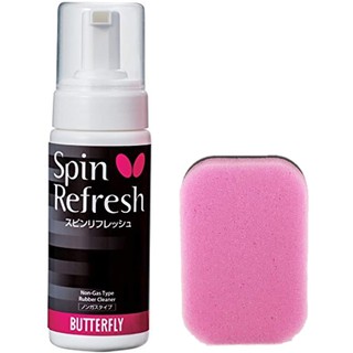 สินค้า น้ำยาเช็ดยางปิงปอง Spin Refresh กับ ฟองน้ำเช็ดยางปิงปอง Butterfly RUBBER CARE SPONGE แท้100%