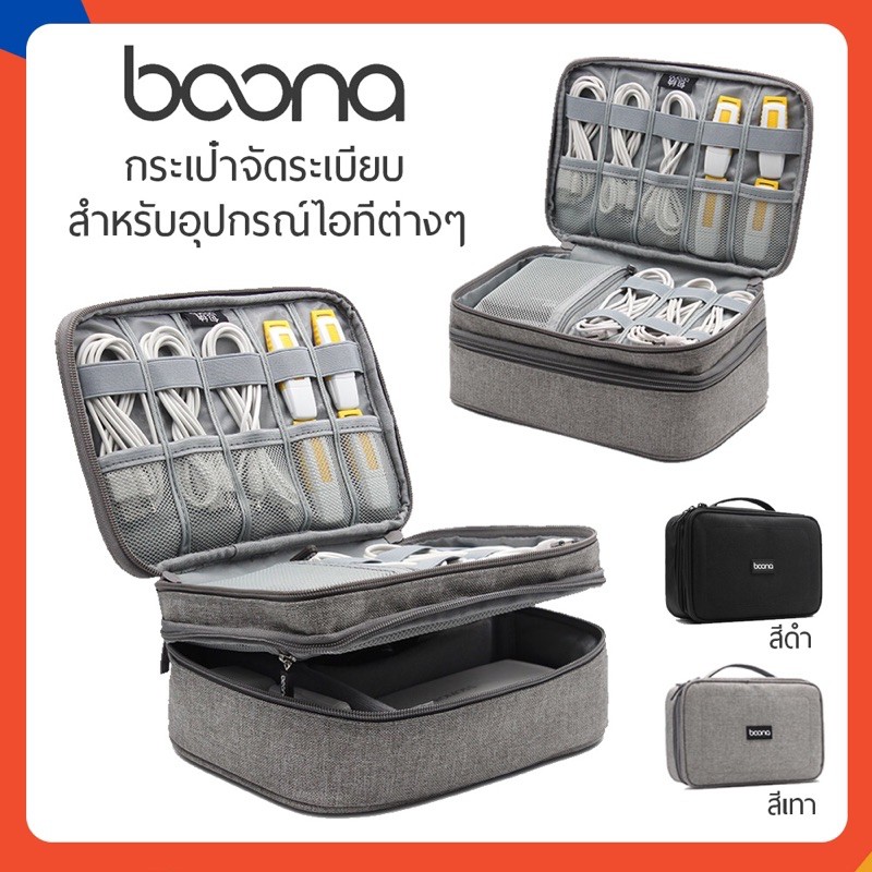 baona-กระเป๋าจัดระเบียบ-อุปกรณ์คอมพิวเตอร์-มือถือ-อเนกประสงค์-ดีไซน์สวยหรู-มีหูสำหรับหิ้วพกพาได้