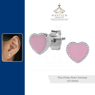 ภาพขนาดย่อของสินค้า‍ ️  ต่างหู คนแพ้ง่าย : Tiny Pinky Heart Earrings (TS-0004) Nantich Jewelry