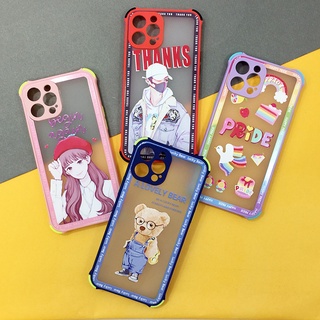 พร้อมส่ง VIVO Y12/Y17 Y20 เคสกันกระแทกกันกล้อง เคสกันเลนส์กล้อง หลังขุ่น การ์ตูนน่ารัก ขอบสี เคสแฟชั่น