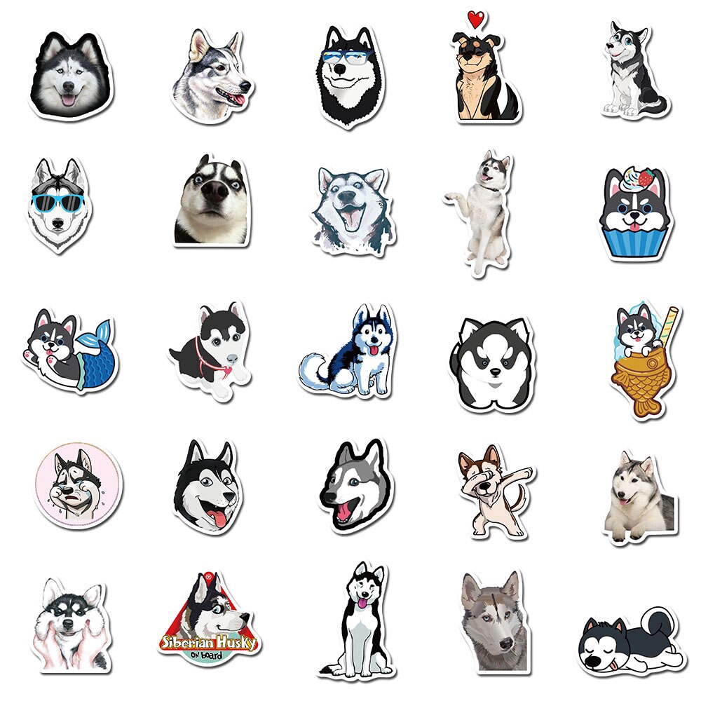 สติ๊กเกอร์ลายสัตว์เลี้ยง-siberian-husky-กันน้ํา-50-ชิ้น