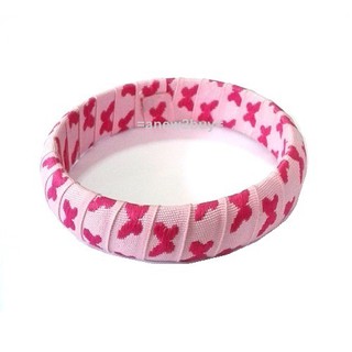 กำไลข้อมือสีชมพูลายผีเสื้อ แฮนด์เมดน่ารักๆ (Pink Butterfly Bracelet Handmade Bangle)