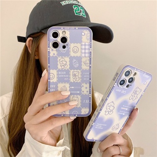 เคสโทรศัพท์มือถือแบบนิ่ม TPU ลายหมีสีม่วง สําหรับ Samsung A02S A02 M02 A10S M01S A03S M22 A52 A52S A42 A72 A50 A50S A30S A20 A30 M10S A71 A51 M40S A31 A21S A11 A12 M12 A10 M10 A20S A03 A22 4G M52 5G