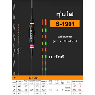 ทุ่นไฟ S-1901 ชิงหลิว สปิ๋ว สำหรับตกปลา กลางวันและกลางคืน