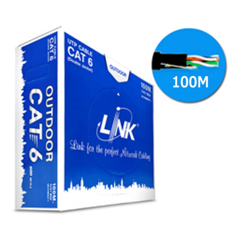 ภาพสินค้าUS-9106OUT-1 LINK สายแลน CAT 6 UTP PE OUTDOOR 23 AWG (Double Jacket) Black 100 M./Easy By Vnix Group จากร้าน vnix_officialshop บน Shopee ภาพที่ 1