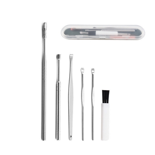 6 ชิ้น / เซ็ต Ear Wax Pickers สแตนเลส Earpick Wax Remover Curette Ear Pick ทำความสะอาดหูช้อนดูแลหูทำความสะอาดเครื่องมือ