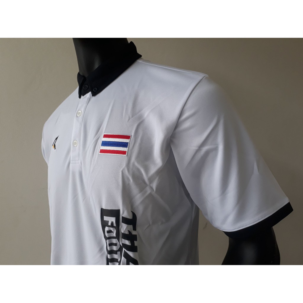 เสื้อโปโล-ยี่ห้อ-real-rac006-สีขาว-โลโก้ธงชาติไทย-thailand-football-club