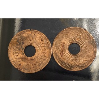 เหรียญสะสม 1 สตางค์รู ปี พ.ศ.2457 เนื้อทองแดง สมัยรัชกาลที่ 6 ปีหายากมากๆ สภาพผ่านการใช้งาน