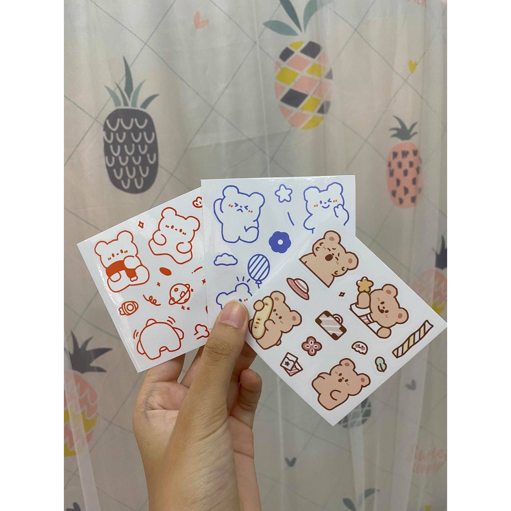 พร้อมส่ง-สติ๊กเกอร์ไดคัทน้องหมี-pvc-แยกขาย-ติดตกแต่ง-มีภาพตัวอย่างการติดตกแต่ง