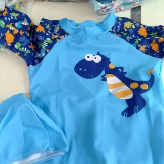 ภาพขนาดย่อของภาพหน้าปกสินค้าชุดว่ายน้ำเด็ก สีฟ้า 3 ชิ้น (เสื้อ+กางเกง+หมวก) จากร้าน minnykidscloset บน Shopee