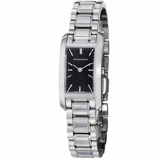 Burberry Check Engraved Rectangle Ladies-small Black Dial StainlessSteel BU9501