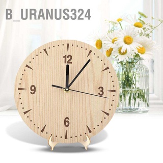 B_Uranus324 🕐 นาฬิกาอนาล็อกไม้ ทรงกลม สไตล์วินเทจ สําหรับติดผนัง โต๊ะ ห้องนอน ห้องนั่งเล่น สํานักงาน