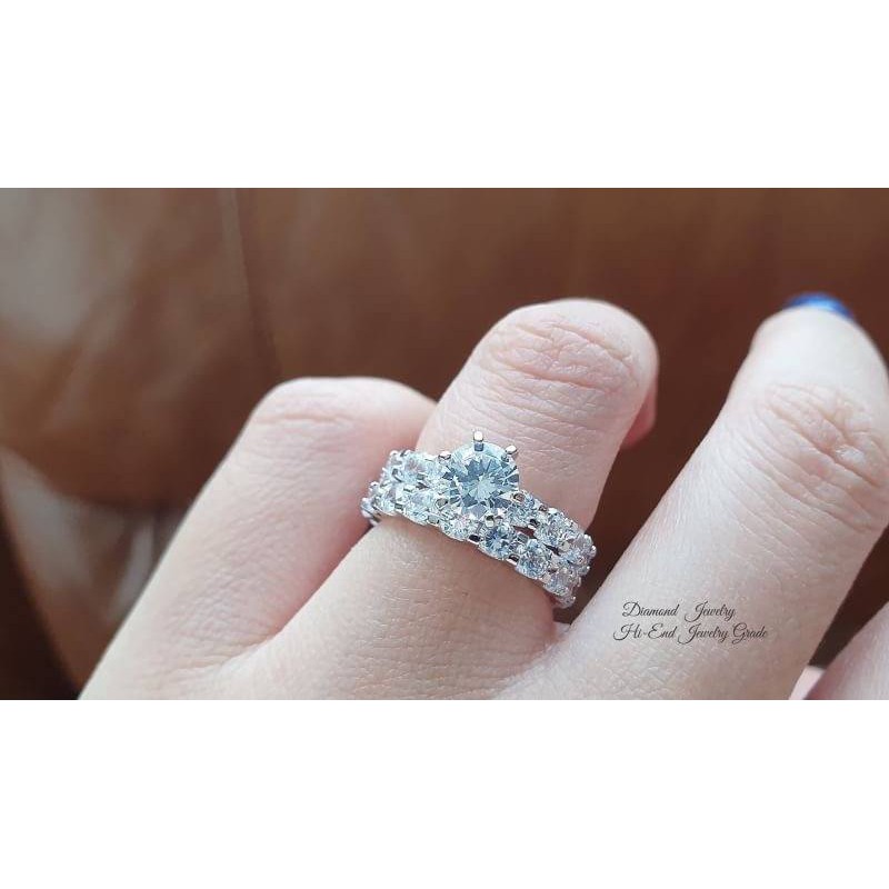 diamond-ring-แหวนเพชรงานเพชร-cz-แท้-ดีไซน์แหวนคู่-ประดับด้วยเพชรเม็ดชูขนาด-1-กะรัต