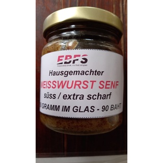 Weisswurst Senf Hausgemacht süss / scharf 500 ml im Glass / Weisswurst mustard Homemade sweet / spicy 500 ml in a jar