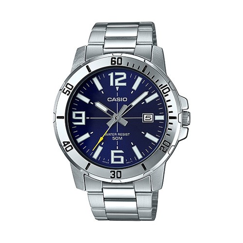 ภาพหน้าปกสินค้าCasio นาฬิกาข้อมือผู้ชาย สายสแตนเลส สีเงิน รุ่น MTP-VD01D-2BVUDF, MTP-VD01D-2B, MTP-VD01D