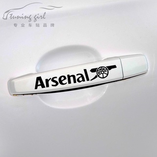 สติกเกอร์สะท้อนแสง ลายฟุตบอล Arsenal สําหรับติดมือจับประตูรถยนต์ จํานวน 4 ชิ้น ต่อชุด